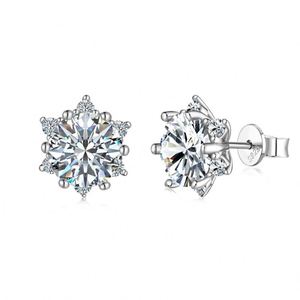 Dylam Winter Season Collection Top High Jewel S925 <b>Silver</b> 4.36ct D VVS1 Moissanite Stone Snowflake <b>Stud</b> Earrings for Women - Product Image 6