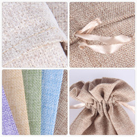 Sac à poussière en lin coloré personnalisé en gros, sac cadeau, emballage, sac de rangement pour bijoux