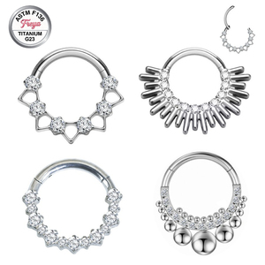 Freya ASTM F136 Titane CZ Anneau de nez, Anneau de septum, Clicker, Clou de nez, Boucles d'oreilles, Anneaux pour mamelons, <span class=keywords><strong>l</strong></span>èvres, Daith, Hélix - Bijoux de piercing corporel - Product Image 2