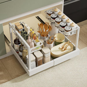 Organisateur de placard coulissant extensible, panier de rangement coulissant pour cuisine et salle de bain, organisateur sous évier à 2 niveaux - Product Image 3