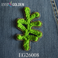 EG26008 Patchs en feutre faits main à coudre 3,5x6,5 cm, dentelle en algues crochetées pour vêtements de mode et accessoires de chapeaux