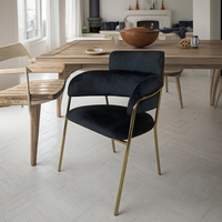 Chaise de salle à manger de luxe en velours avec pieds en métal doré, style nordique, chaise de salle à manger pour restaurant