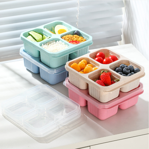 Fiambrera portátil de 3 o 4 compartimentos para viajes, trabajo, aperitivos, frutos secos, fruta, Bento, contenedor de aperitivos con tapa, contenedor aleccionable reutilizable - Product Image 3