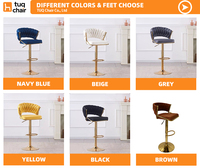 Chaise TUQ en gros, faible MOQ, tabourets de bar commerciaux durables en velours, réglables, minimalistes, pivotants à 360°, pour extérieur, salle à manger, salon
