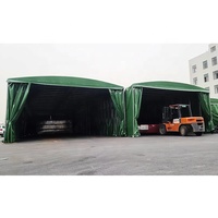 Tente escamotable sécurisée et stable, abri de stockage résistant aux intempéries pour matières premières, outils et équipements sur les chantiers et les fermes