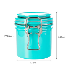 Pot à céréales en plastique incassable et durable de 200 ml avec couvercle à fermeture hermétique à goupille et déclencheur, couleur unie - Product Image 2