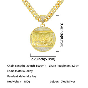 Collares con Colgante Geométrico de Aleación Chapada en Oro y Plata Estilo Hiphop, Collar Personalizado para Hombre, Joyería de Moda - Product Image 4