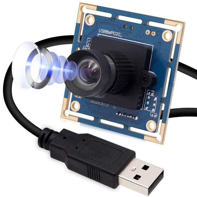 ELP 8MP USB Camera Module with HD 75 Degree No Distortion Lens CMOS IMX179 Mini Camera for Documents Scanning