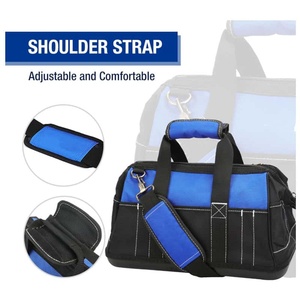 Oxford Tool Bag With Multiple Pockets Durable Portable Storage Blue And Black Simple Style For Work Use - Product Image 3