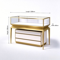 Vitrine de présentation de bijoux moderne sur mesure, vitrine à bijoux en verre avec cadre doré et tiroirs de rangement pour boutique de montres