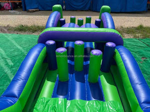 Grand parcours d'obstacles gonflable avec toboggan, château gonflable, jeu interactif extérieur, course d'obstacles gonflable pour enfants et adultes - Product Image 4