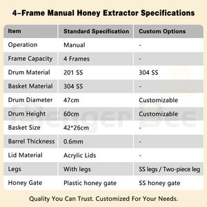 Mengerbee Séparateur de miel en acier inoxydable certifié CE ISO avec garantie d'un an pour apiculture, pour 4 cadres de ruche - Product Image 2