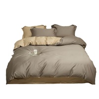 Parure de lit quatre pièces en coton longues fibres 100S, luxe léger, avec évacuation de l'humidité et stockage thermique, utilisation toutes saisons, couleur unie
