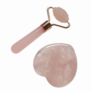 โรสควอตซ์ลูกกลิ้งหัวสีชมพูแบบกัวซาใช้สำหรับนวดหน้ากล้ามเนื้อลูกกลิ้งทำจากเรซิน - Product Image 5