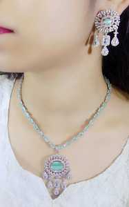 Long Traditional AD Choker and <b>Necklace</b> Set Designer Bridal Jewelry Collection for Weddings Gold As Main Material - Product Image 3