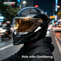 Casque de moto modulaire américain Genesis Black Premium à double visière, vision de jour et de nuit, casque intégral