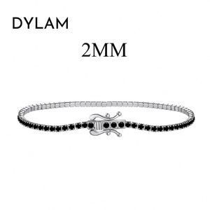 Dylam Luxurious Women Fine Jewelry S925 <b>Silver</b> Rhodium Plated 2mm Iced Out Diamond 5A Zirconia Tennis <b>Bracelet</b> <b>Bangle</b> - Product Image 2