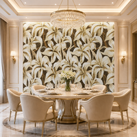 Mosaïque murale en verre découpée à la main, motif fleur de lys, de luxe et sur mesure, pour hall d'hôtel, salle de bain et décoration murale commerciale