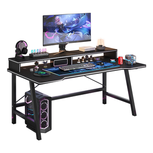 Bureau de jeu professionnel à succès, table de jeu de course, design <span class=keywords><strong>PC</strong></span>, bureau de jeu à 2 niveaux avec éclairage RVB pour l'e-sport - Product Image 3