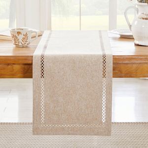 Chemin de table en polyester rustique à motifs géométriques ajourés, 13x36 pouces, orange, style ferme, décoration d'automne pour Thanksgiving - Product Image 2