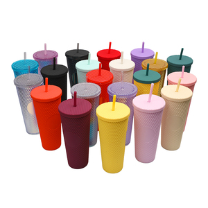 Venta al por mayor 24OZ de alta capacidad logotipo personalizado ecológico plástico Durian taza de agua con tapas y pajitas tazas - Product Image 3