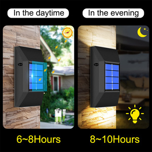 โคมไฟติดผนังพลังงานแสงอาทิตย์กลางแจ้ง กันน้ำ IP65 สำหรับสวน ลานบ้าน รั้ว - Product Image 5
