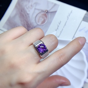 Cincin Amethyst Ungu Alami Grosir Pabrik untuk Pria, Perak 925, Batu Permata, Cincin Statement, OEM, Ukuran Kustom, Perhiasan Berkualitas - Product Image 4