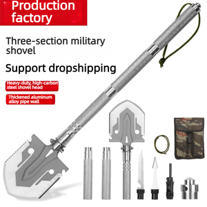 Attrezzatura tattica multifunzionale per esterni, pala pieghevole in acciaio al manganese di grado militare per campeggio, pesca e sopravvivenza. - Product Image 3