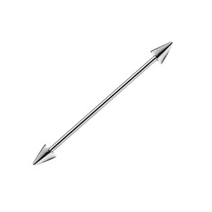Thép không gỉ 14 Đo 32mm-45mm công nghiệp <span class=keywords><strong>Barbell</strong></span> với Spike body piercing đồ trang sức - Product Image 3