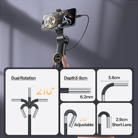 Endoscope portable 6,4 mm pour iOS/Android avec 8 lumières LED réglables, étanche IP67, caméra semi-rigide pour diagnostic moteur