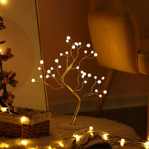 20 "masa Bonsai ağacı <span class=keywords><strong>LED</strong></span> gece masa lambası 36 inciler bakır tel IP44 anma yapay noel ışıkları dekoratif aydınlatma - Product Image 4