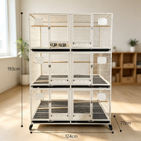 Grande cage d'élevage d'oiseaux en aluminium, cadre métallique blanc, cage à perroquets avec perchoir en bois sur roulettes pour canaris, pinsons et agapornis