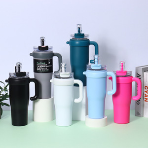 Stainless Steel Tumbler 40oz Vacuum Insulated With Handle And Straw For Travel - Product Image 1