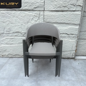 Sedia <span class=keywords><strong>da</strong></span> Pranzo Moderna in Alluminio Portatile per Esterni, Poltrona <span class=keywords><strong>da</strong></span> Giardino con Rete Sintetica Traspirante per Hotel e Uso Commerciale - Product Image 4