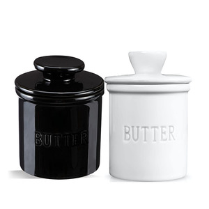 Pot <span class=keywords><strong>à</strong></span> beurre en céramique de style cloche pour la cuisine <span class=keywords><strong>à</strong></span> domicile, pot <span class=keywords><strong>à</strong></span> beurre français en porcelaine d'origine avec ligne d'<span class=keywords><strong>eau</strong></span> - Product Image 1