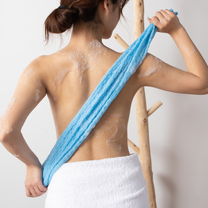 Nylon Exfoliating Bath Towel Long Strip <b>Back</b> <b>Scrubber</b> <b>Shower</b> Body Cleaning Tool Blue Black Gray Zhejiang Made - Product Image 1