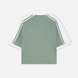 เสื้อยืดคุณภาพสูงยอดนิยมแบบยูนิเซ็กส์ ทรงโอเวอร์ไซส์ ผ้าคอตตอนเจอร์ซีย์ แต่งแถบลายเสื้อยืดแบบครอปทรงบ็อกซี่  รับสั่งทำได้ - Product Image 5