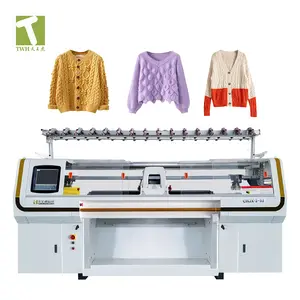 TWH máquina de tricô computadorizada de alta velocidade para suéter plana, máquina de tricô jacquard de dois sistemas