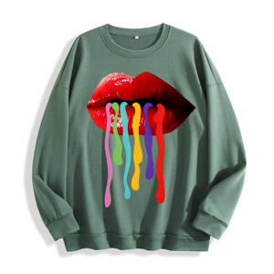 Rainbow Drip Lipsポップアートグラフィッククルーネックスウェットシャツ、米国倉庫、6色、カスタマイズ可能なデザイン - Product Image 4