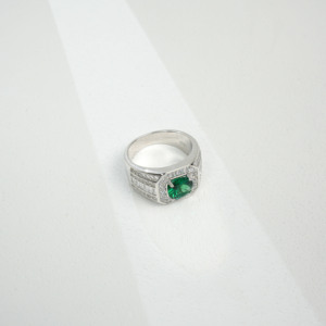 925 <b>Silver</b> Cultivated <b>Emerald</b> <b>Ring</b> Shines Fashionable Engagement Proposal Festival Daily Gift for Girls L - Product Image 2