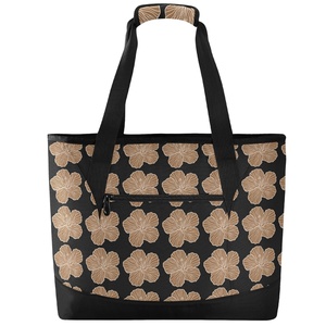 Sac isotherme de plage Aloha personnalisé avec imprimé fleur d'hibiscus hawaïen marron, sac de courses à bandoulière personnalisé - Product Image 2