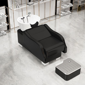 Cama de lavado de cabello semireclinable especial para peluquerías y salones de belleza equipada con lavabo cerámico accionado con el pie. - Product Image 5