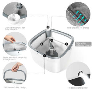 Masthome lavaggio a mano libera Rodo Giratorio panno Mop pavimento microfibra piatto Spin 360 Mop e secchio Set - Product Image 4