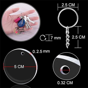 5cm * 0.3cm Vòng <span class=keywords><strong>Acrylic</strong></span> Keychain trống <span class=keywords><strong>Acrylic</strong></span> vòng tròn rõ ràng Đĩa trang trí trống Keychain với lỗ cho Vinyl DIY Keychain - Product Image 3