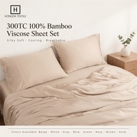 Parure de lit en viscose de bambou, taille King, 4 pièces, 300 fils, tissage satiné, brillante, douce et respirante, draps de lit pour hôtel, vente en gros