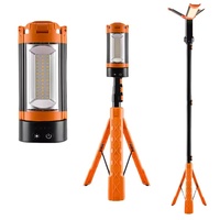 Lámpara LED Recargable Tipo C para Camping con Trípode, Altura Máxima de 7 pies, Portátil, Inalámbrica, para Exteriores, Senderismo, IP65, Regulable, 2 Años de Garantía