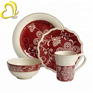 Service de table en mélamine jetable coloré de style moderne Sebest Factory, 4 pièces, formes différentes, en stock - Product Image 1
