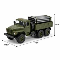Camion RC 6x6 tout-terrain télécommandé 41cm 2.4GHz 7.4V ABS+Métal Classique Jouet Cadeau Chargeur Inclus 3 Canaux Fonction Suivez-moi