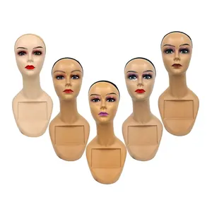 Realistic Cheap Plastic Female Life Size Make-Upstand African American Model Mannequin Head for Wig Display