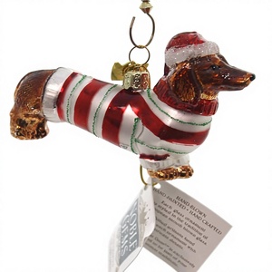 Adorno de Navidad Kurt Adler de cristal con forma de Dachshund de 3-1/2 pulgadas, serie Noble Gems (YAMNB0313), hecho en China/GUA - Product Image 1